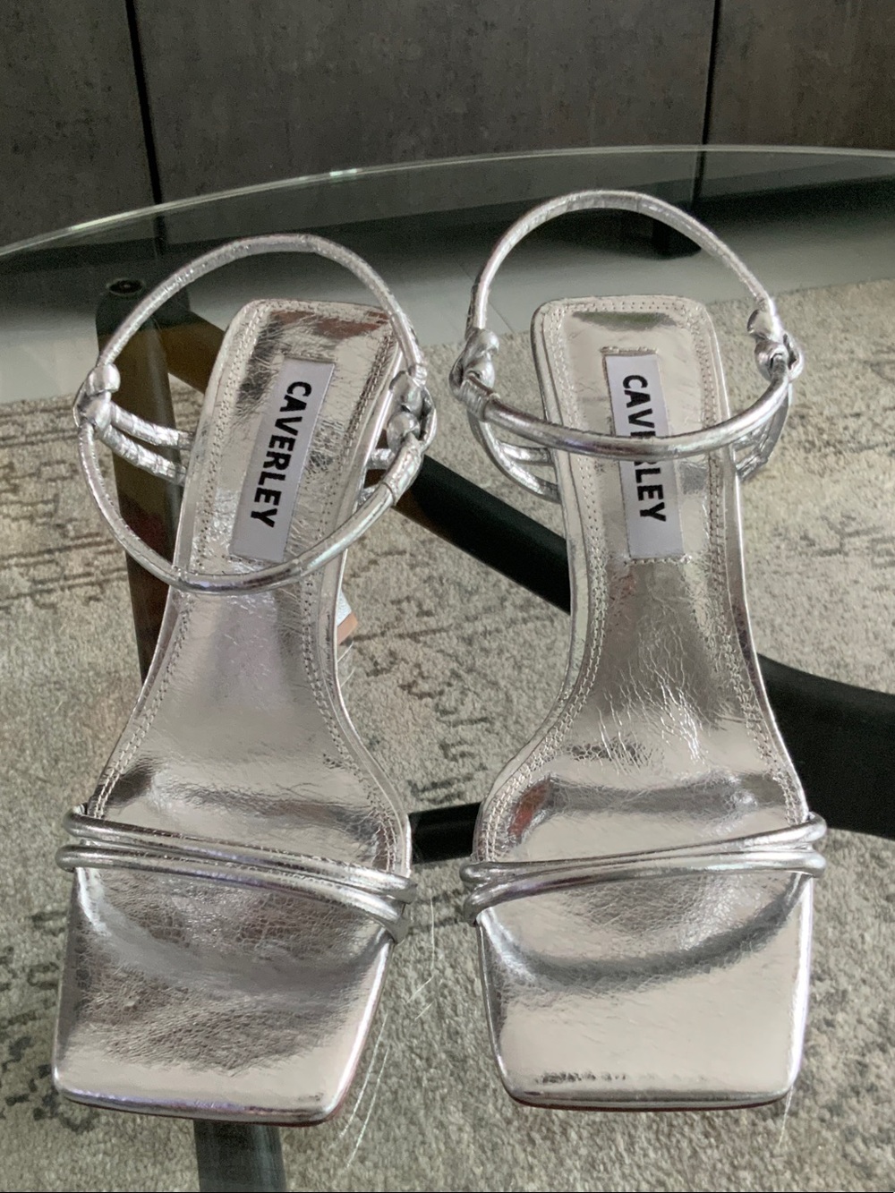 Caverley Silver Metallic Ankle-Strap Heels 38